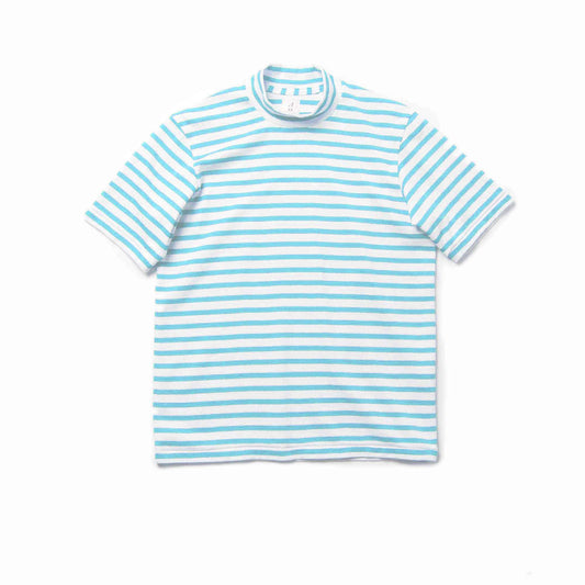 ANATOMICA MOCK NECK TEE SS BORDER / TURQUOISE